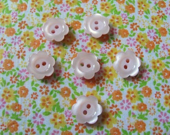 Set of 6 buttons pink tender flowers 15 mm