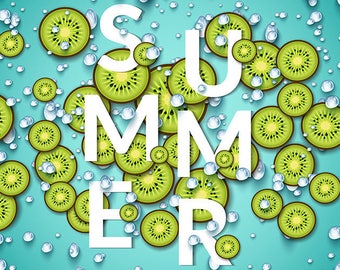 ORIGINAL design, durable and WASHABLE PLACEMAT - fresh fruits, kiwis - classic.