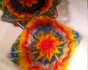 Tie Dye Fused Glass Coasters