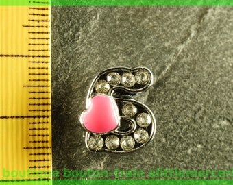 Pearl letter S heart N2 bandwidth rhinestone alphabet for bracelet