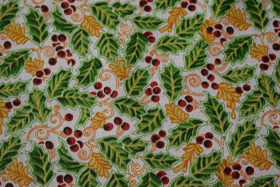 Christmas Mistletoe Print Quilt Fabric Craft Apparel