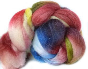 MERINO SILK BAMBOo roving top handdyed spinning fibre 3.4 oz
