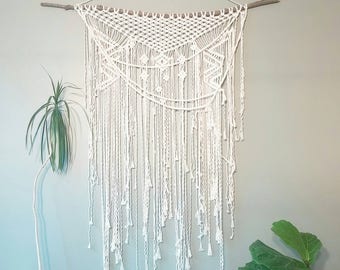 Custom Macrame Curtain- Macrame Wall Hanging~ Bohemian Furniture~ Boho Wall Decor~ Wedding Decor~ White Wall Accent- Bohemian Bedroom Decor