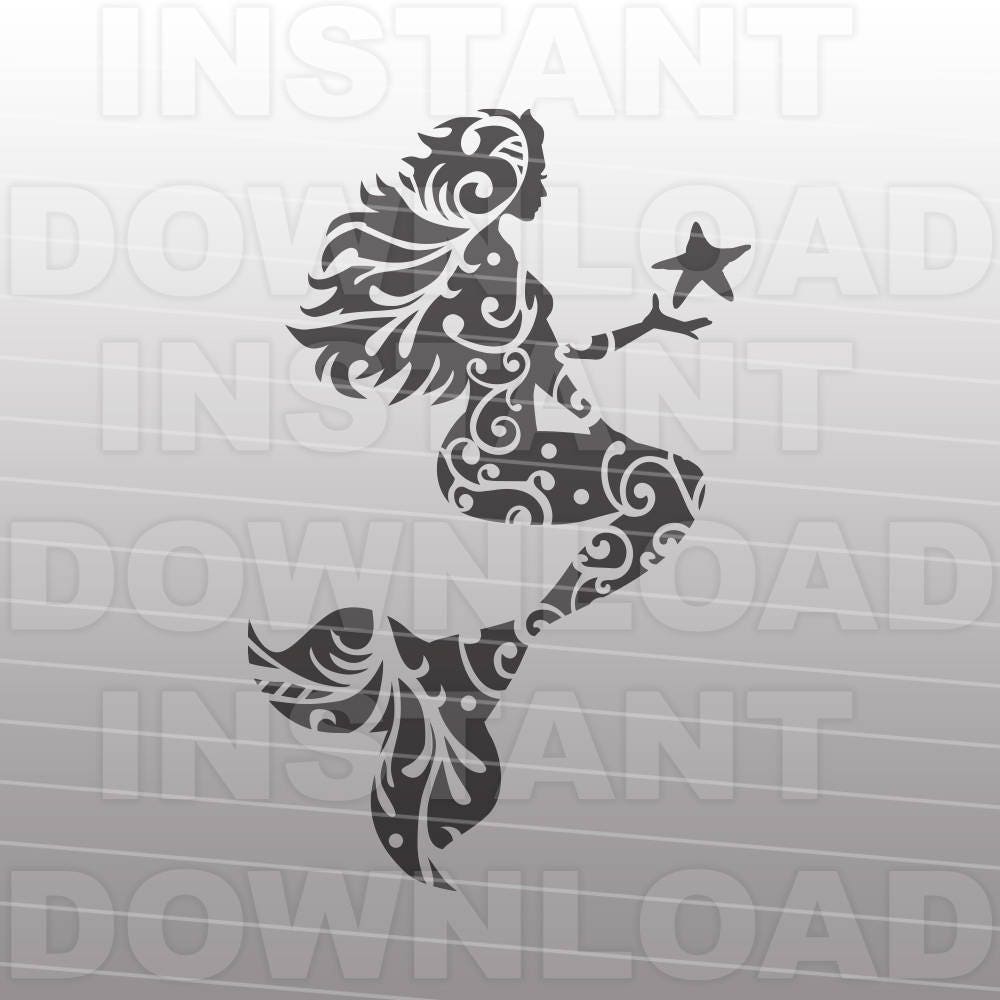 Download Fancy Flourish Mermaid SVG FileMermaid Silhouette SVG File