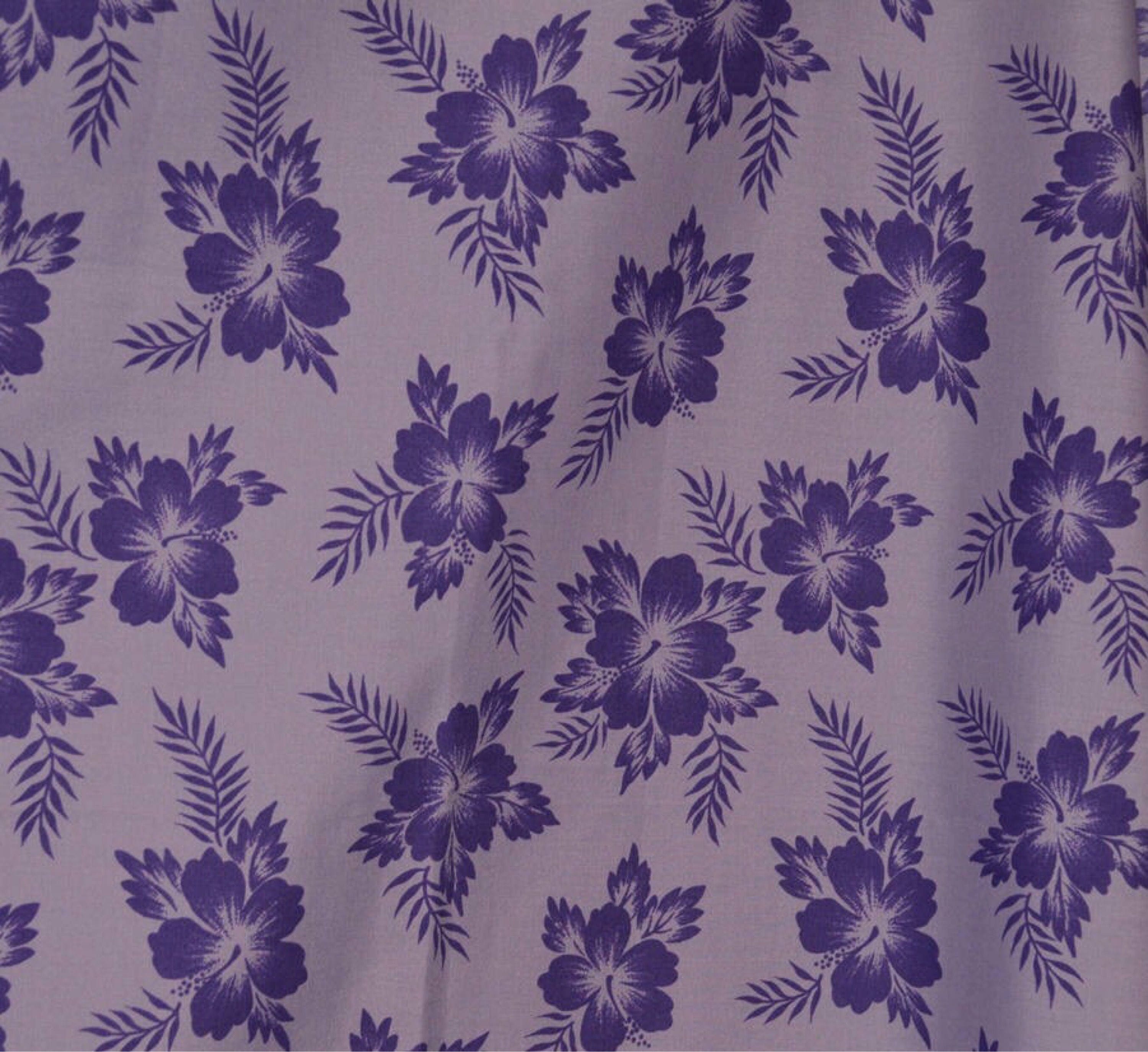 Hawaiian tropical hibiscus fabric purple tropical shirt fabric