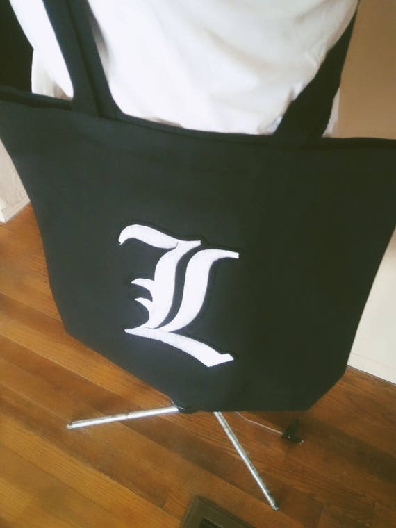Messenger tote bag long strap black with old english letter