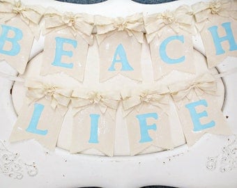 Beach Decor, Beach Banner, Shabby Chic Decor, Beach Garland, Shabby Chic Beach Decor, Summer Decor, Summer Banner, Shabby Chic Summer Decor