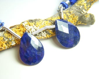 Blue Sapphire Faceted Drops - Pair - 13x17.5mm