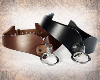 Curvy Leather Collar, Leather Bondage Collar, Leather Choker, Slave Collar, BDSM Collar, Leather Collar (1 Collar Only)