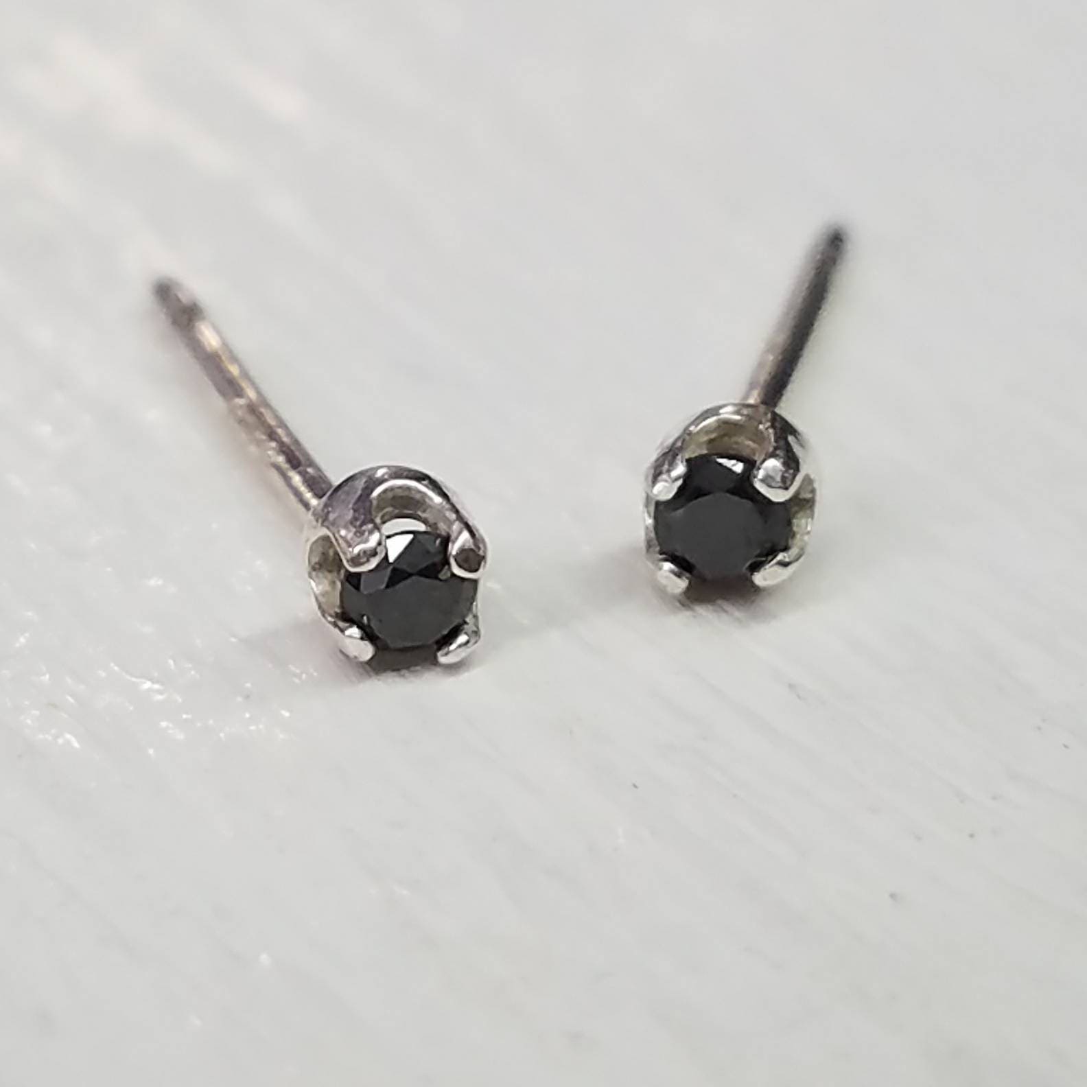 Black Diamond Stud Earrings in Sterling Silver