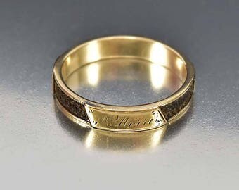 Gold Antique Mourning Ring | 10K Gold Victorian Mourning Hair Ring | Braided Hair Jewelry | Antique Ring | Mourning Jewelry | Memento Mori