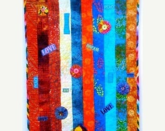 Festival Sale Swimming Upstream, Number 5, 19 x 39 inch art quilt