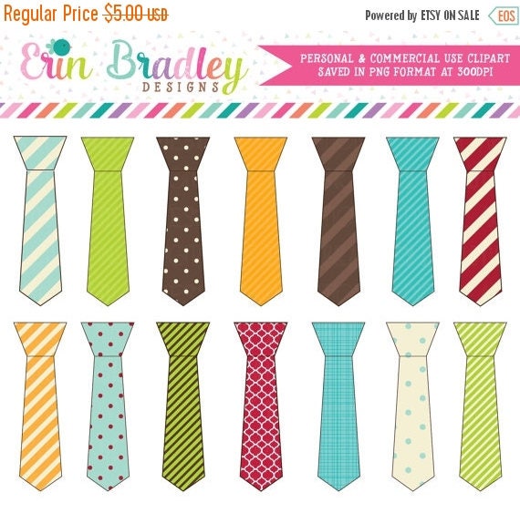 80% OFF SALE Tie Clipart, Commercial Use Digital Clip Art Graphics, Fathers Day Clipart Il_570xn
