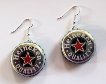 Heineken Beer Bottle Cap Earrings Jewelry