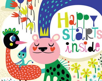 Happy Inside... - limited edition giclee print of an original illustration (8 x 10 in)