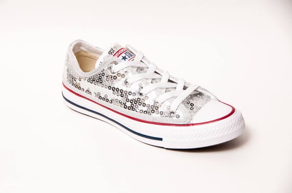 sequin converse silver