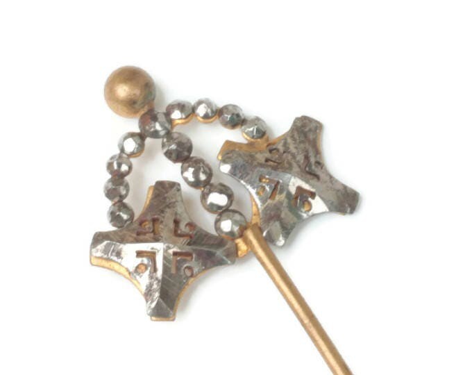Antique Cut Steel Hat Pin Hair Pin 5 Inches Long Victorian