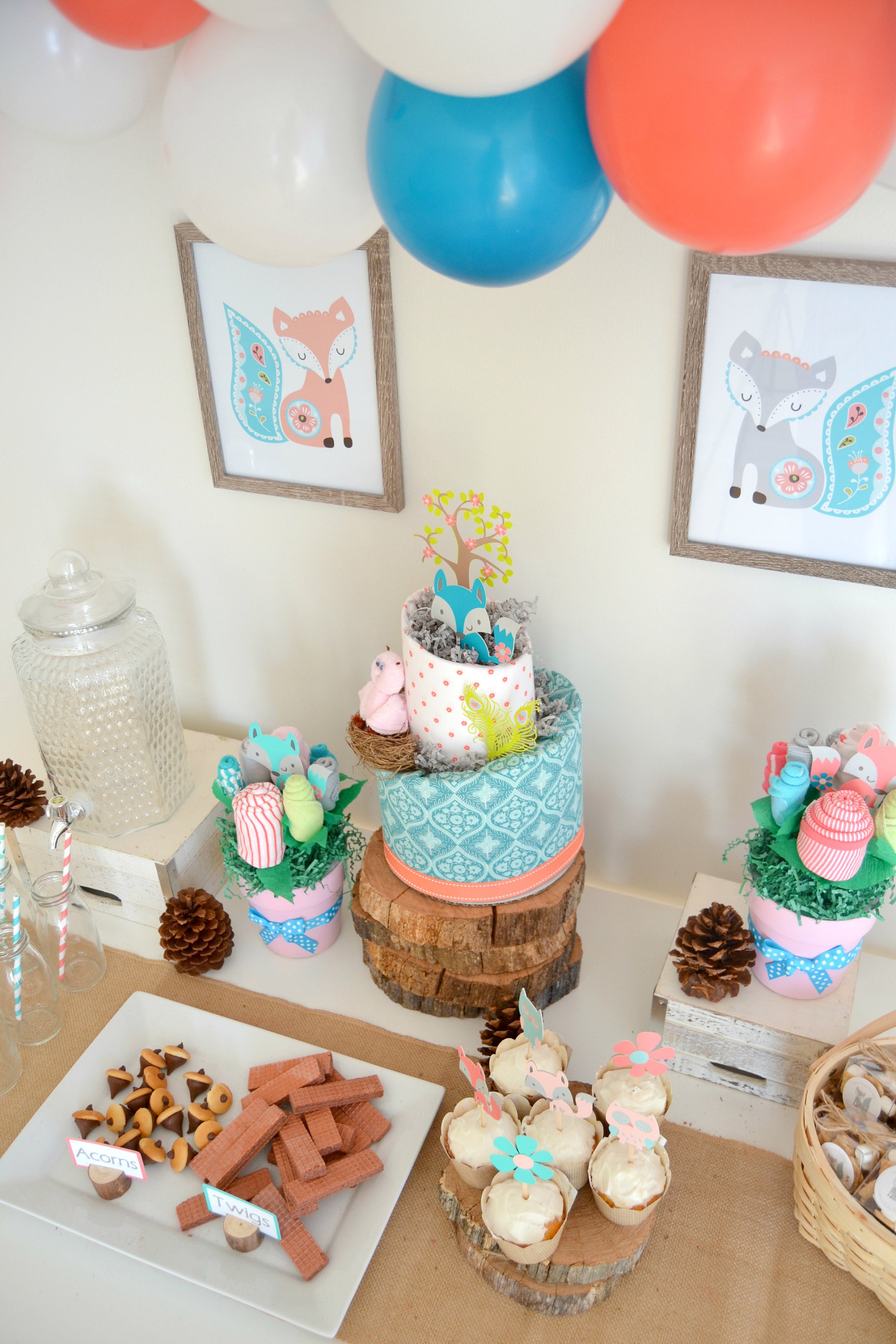 Woodland fox hot sale baby shower decorations