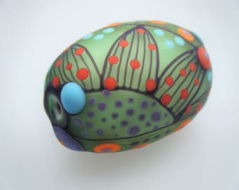 Moogin Beads- Detailed abstract oval focal , lampwork / glass bead set - SRA
