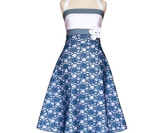 Brautkleid, blau, weiß, Spitze, Braut, Hochzeit, navy, Hochzeitskleid, boho, Punkte, romantisch, Sommerkleid, elegant, boho, vintage