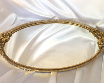 Vintage Signed Matson Oval Mirrored Vanity Tray