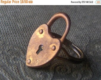 SALE And Thrown Away the Key Heart lock ring. Gift wrapping gift under 10.