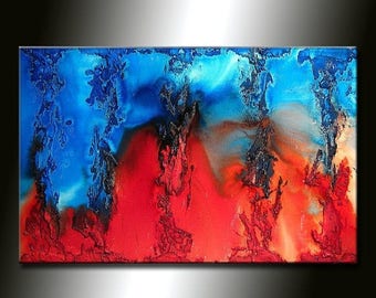 ORIGINAL Abstract Contemporary Fine Modern rich textured Painting by Henry Parsinia Large 36x24