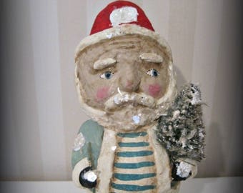 Folk art - Santa Claus- Belsnickel- paper mache- handmade art doll- OOAK doll-papier mache
