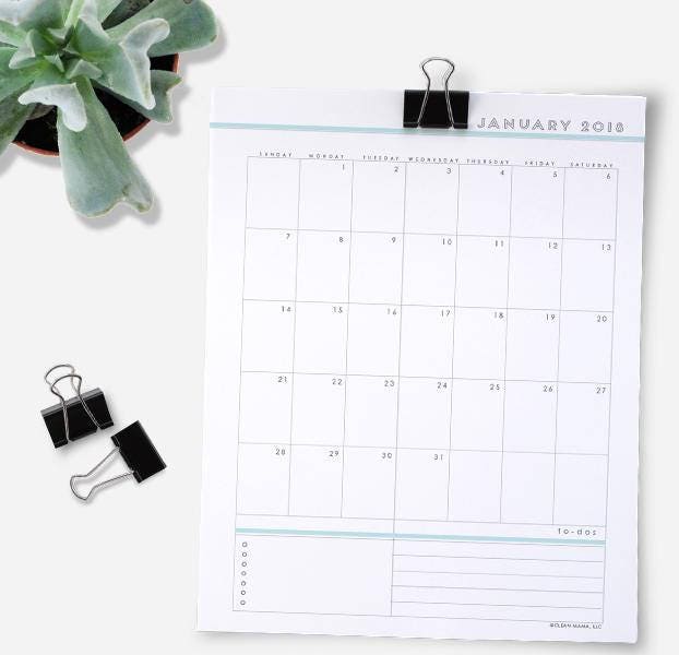2018 fillable calendar