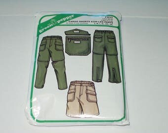 Green Pepper F833 Cargo Shorts and Zip Leg Pants Pattern Size s -3x Sewing Pattern DIY Home Sewing Crafting Retro Fashion