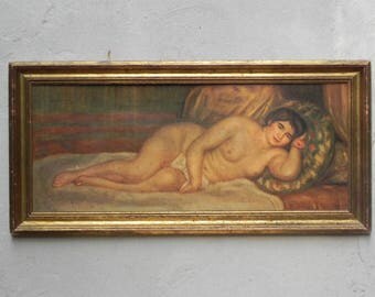 Large Renoir Reclining Nude (Gabrielle), Femme nue couchée, Antique Reproduction