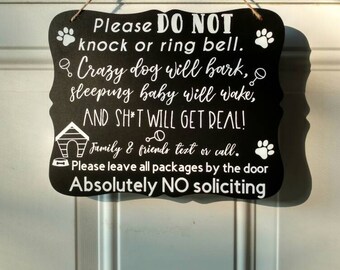 Sleeping baby sign - do not disturb sign - no soliciting sign - baby sleeping door sign - baby door signs - door hanger - baby shower gift