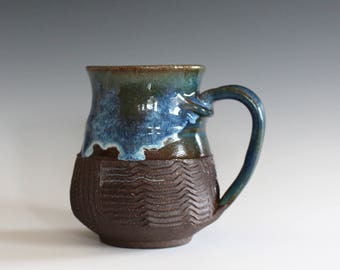 Pottery Coffee Mug, 14 oz, handmade ceramic cup, handthrown mug, ceramic stoneware pottery mug unique coffee mug ceramics and pottery