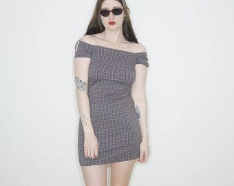 90s plaid bodycon mini dress size small