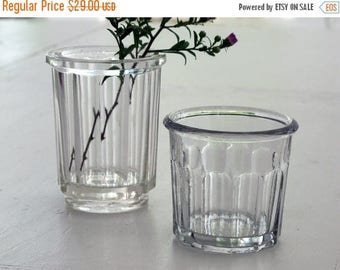 set of 2 antique french jam jars, very thick and faceted, Jam Pot , Jelly Jar, Jam Jar Glasses