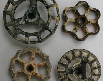 Vintage Faucet Handles-Sweet Snowy Patina Sampler-Vintage Industrial-Shabby Chic -Valve Handles-Shabby Chic,Reclaimed,Funky ,Garden Knobs