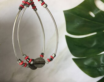 African tribal earrings - african earrings - beaded hoops - ethnic jewelry - african jewelry - tribal jewelry - african earrings - jewelry