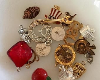 SUMMER SALE Destash Craft Lot of Vintage and Salvaged Assorted Charms and Pendants