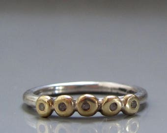Rough cut diamond ring, Raw diamond ring, Diamond stack ring, Alternative engagement ring
