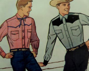 WESTERN SHIRT Pattern • Simplicity 4703 • Mens 34 •.Fitted Cowboy Shirt • Rodeo Shirt • Sewing Patterns • Mens Patterns • WhiletheCatNaps