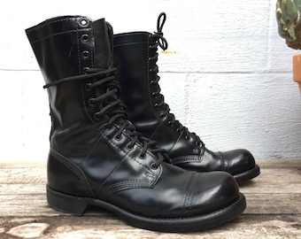 9.5 D | Vintage Corcoran Jump Boots Black Paratrooper Cap Toe Military Boots