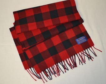 Pendleton® Scarf - red and black Buffalo Plaid Check soft merino wool scarf Pendleton® Wool Scarf plaid for fall mens or womens accessories