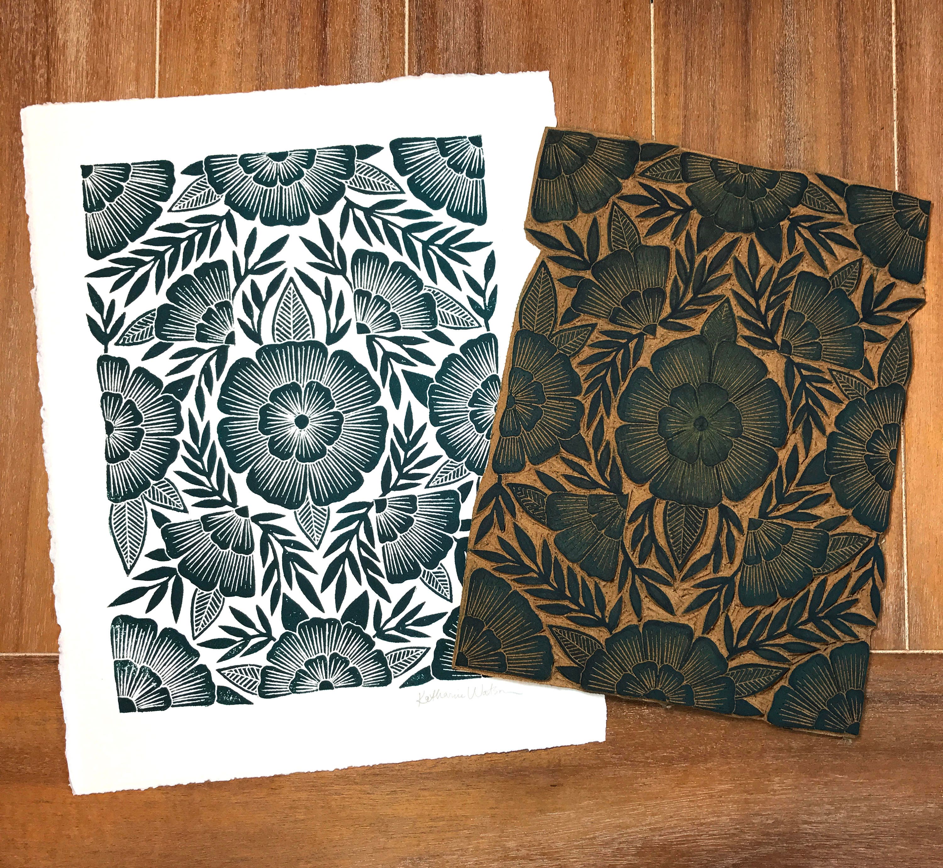 Katharine Watson Linocut Art Print Block Printed Wall Art