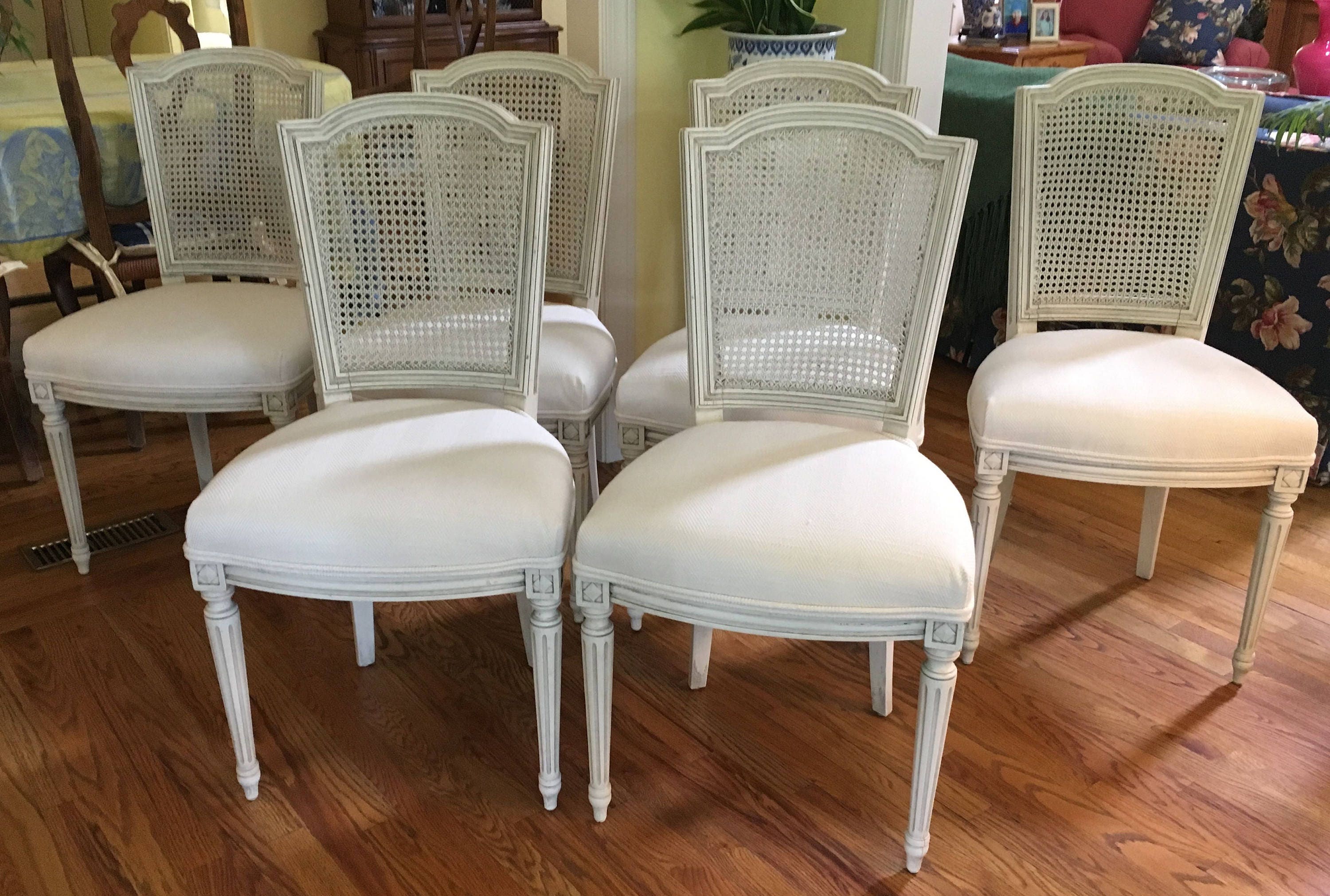 Nicely Sized Italian Dining Chairs with Caning set of six