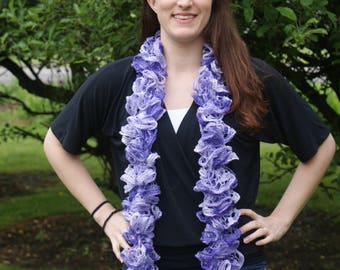 Ruffled Scarf Patons Pirouette Fashion Scarf, Lavender , bola scarf,