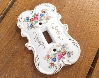 Porcelain Light Switch Cover Plate - Vintage Switchplate - Ceramic Outlet Plate - Lightswitch Cover - Light Switch Cover - Wall Outlet