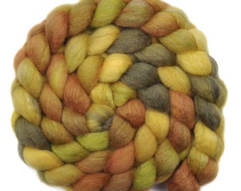 Hand painted roving - Silk / BFL wool 25/75% spinning fiber - 4.1 ounces - Bird in the Bush 2