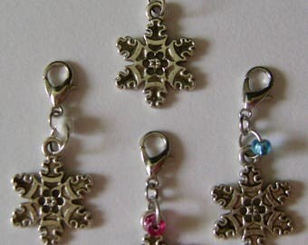 Antique Silver Snowflake Zipper Pull // Antique Silver Snowflake Keychain Charm