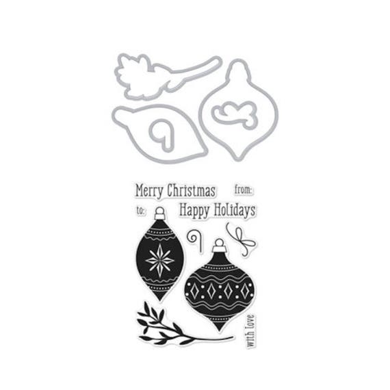 Hero Arts: DC215 Holiday Ornaments Stamp & Cut Merry