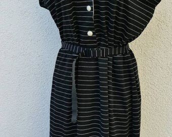 Sommerkleid Kleid Tageskleid Cocktailkleid France true VINTAGE dress 70sglam art and crafts black and white